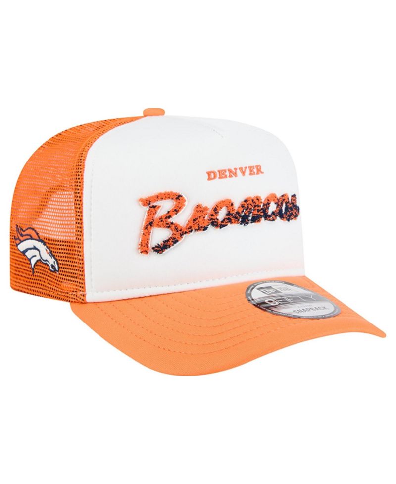 Men's White/Orange Denver Broncos Foam A-Frame 9FIFTY Snapback Trucker Hat