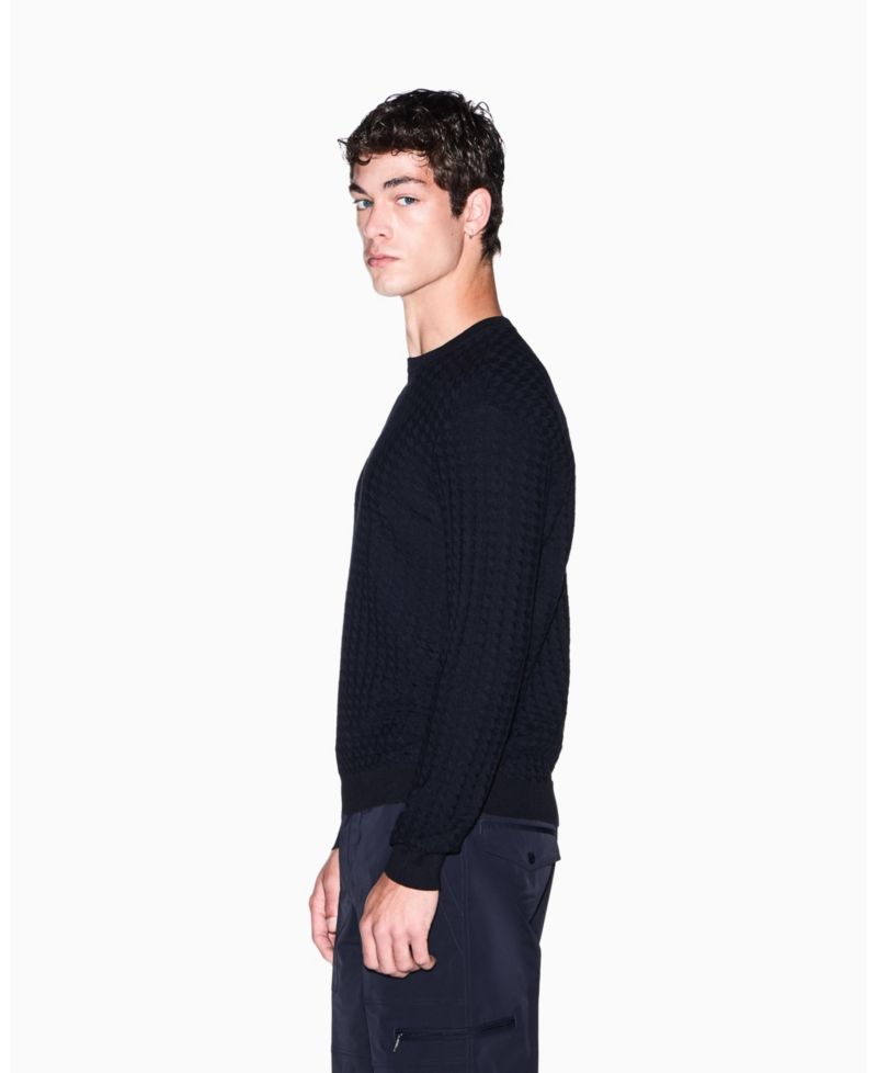 Men's Geometric Ribbed Viscose Crewneck Sweater