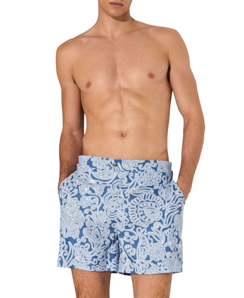 Men's Fallow Paisley-Print Side-Adjuster Swim Shorts, 5" Inseam