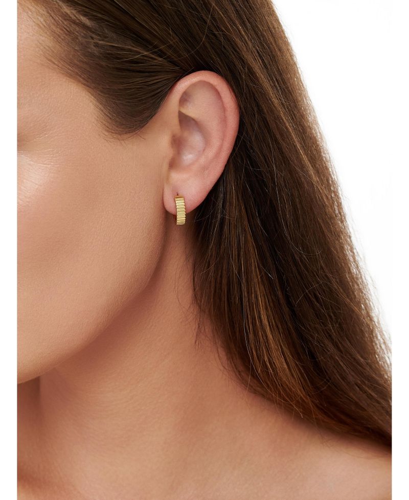 Ribbed Hoop Earrings in Plated Sterling