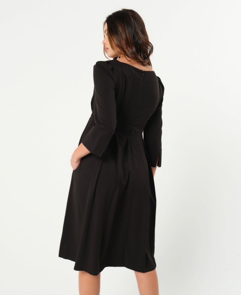 Maternity Empire Waist Nursing Midi Tea Dress in TENCEL