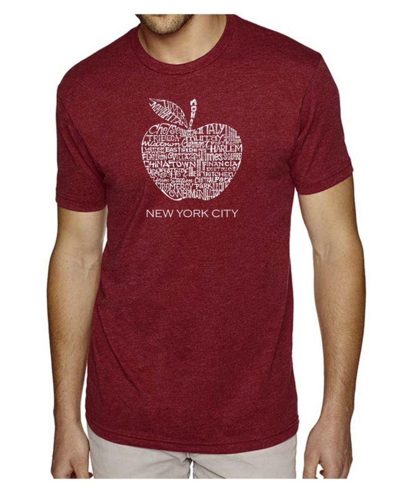 Men's Cotton/Poly Blend Word Art T-Shirt - Big Apple Neighborhoods in NYC
