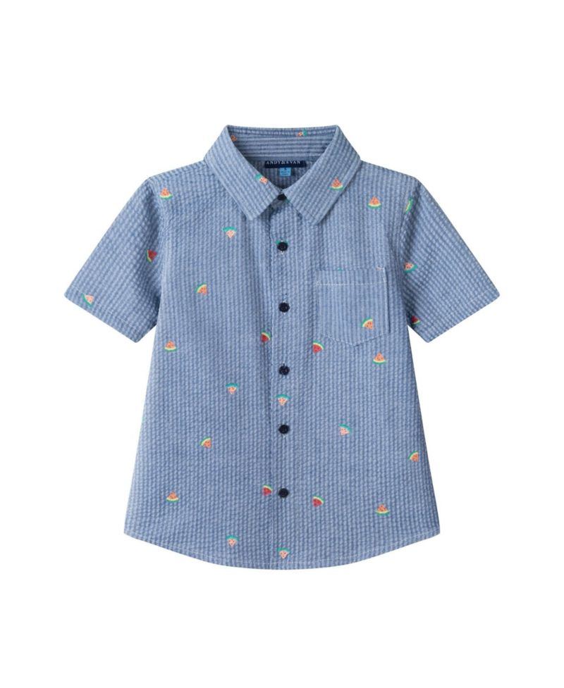 Big Boys Watermelon Seersucker Buttondown Shirt