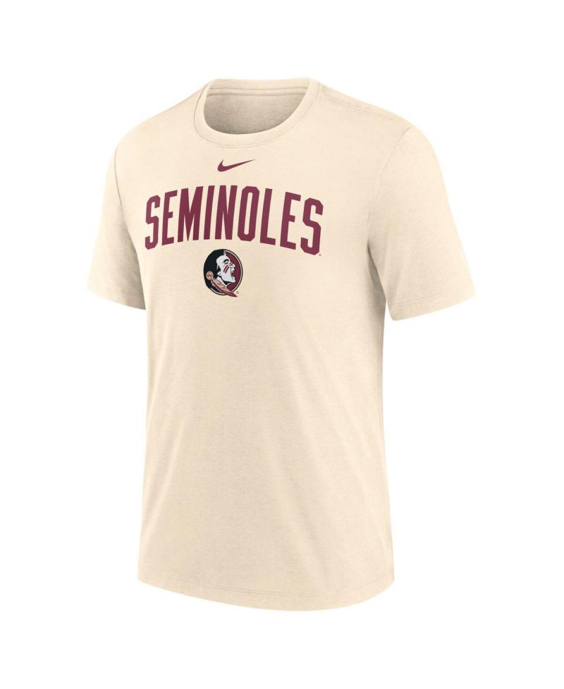 Men's Cream Florida State Seminoles Natural Arch Logo Tri-Blend T-Shirt