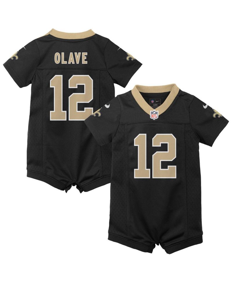 Baby Boys and Girls Chris Olave Black New Orleans Saints Game Romper Jersey