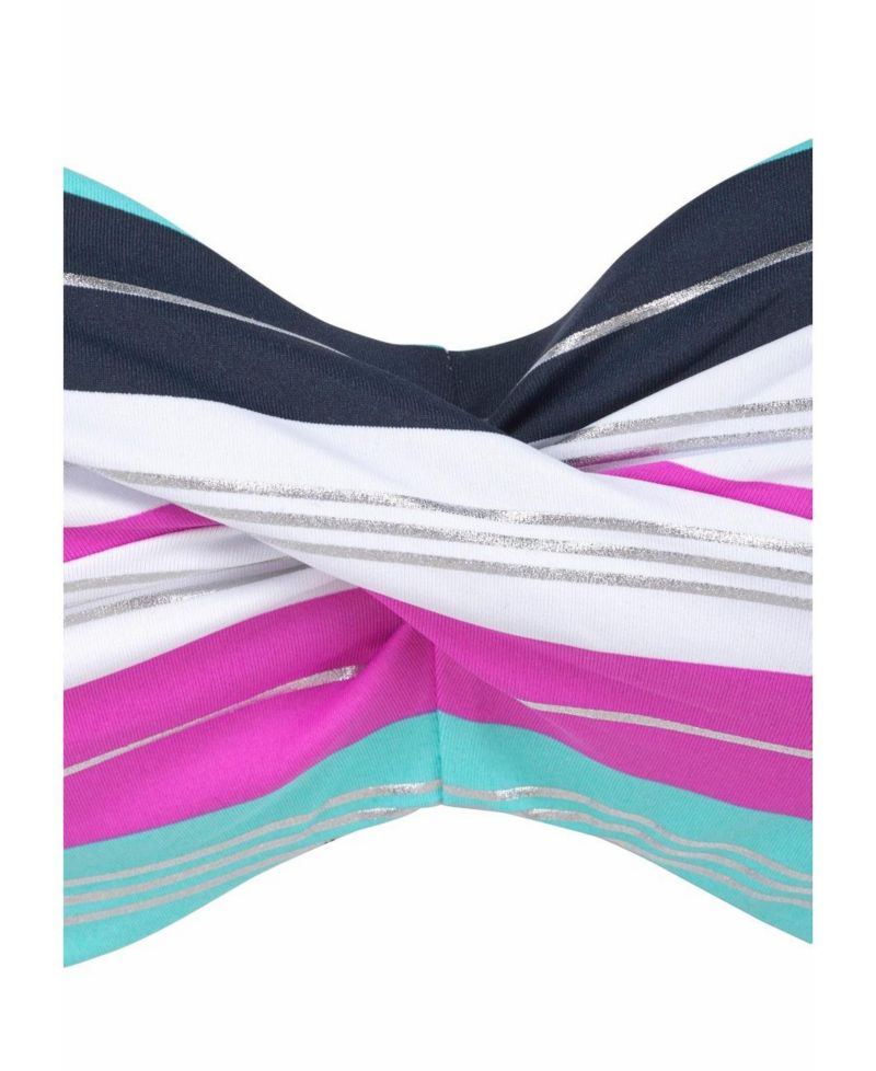 Women's Striped Removable Pads Underwire Bikini Top