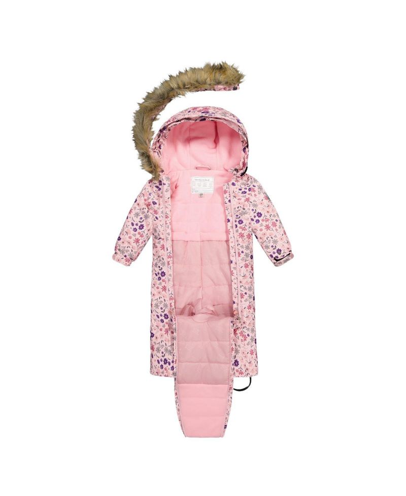 Baby Girl ( 6M to 24 M ) One Piece Snowsuit Adapted for Car Seats Mini Flower Print