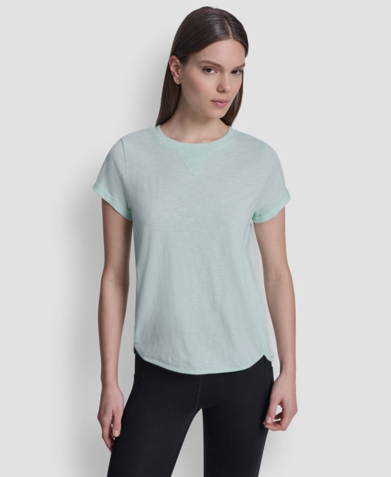 Women's Crew Neck Roll-Sleeve Top