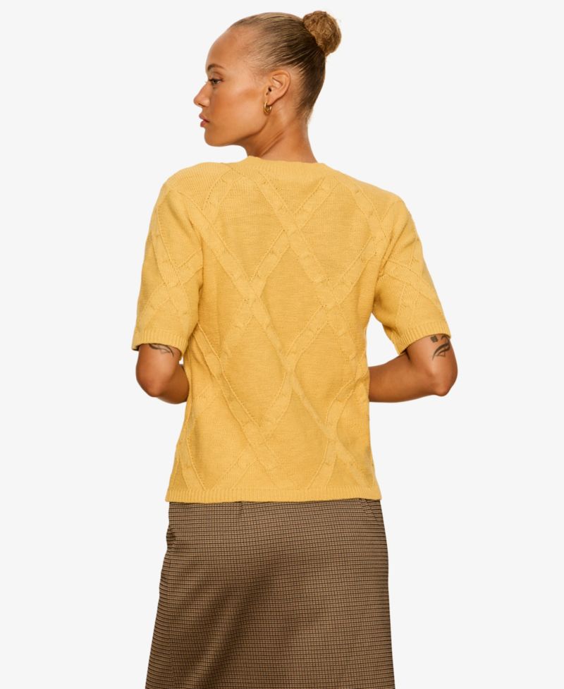 Petite Short-Sleeve Cotton Sweater T-Shirt