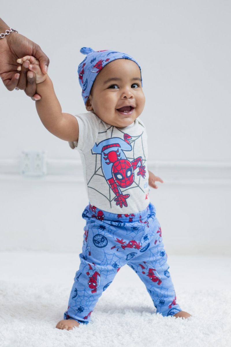 Baby Boys Bodysuit Pants and Hat 3 Piece Outfit Set