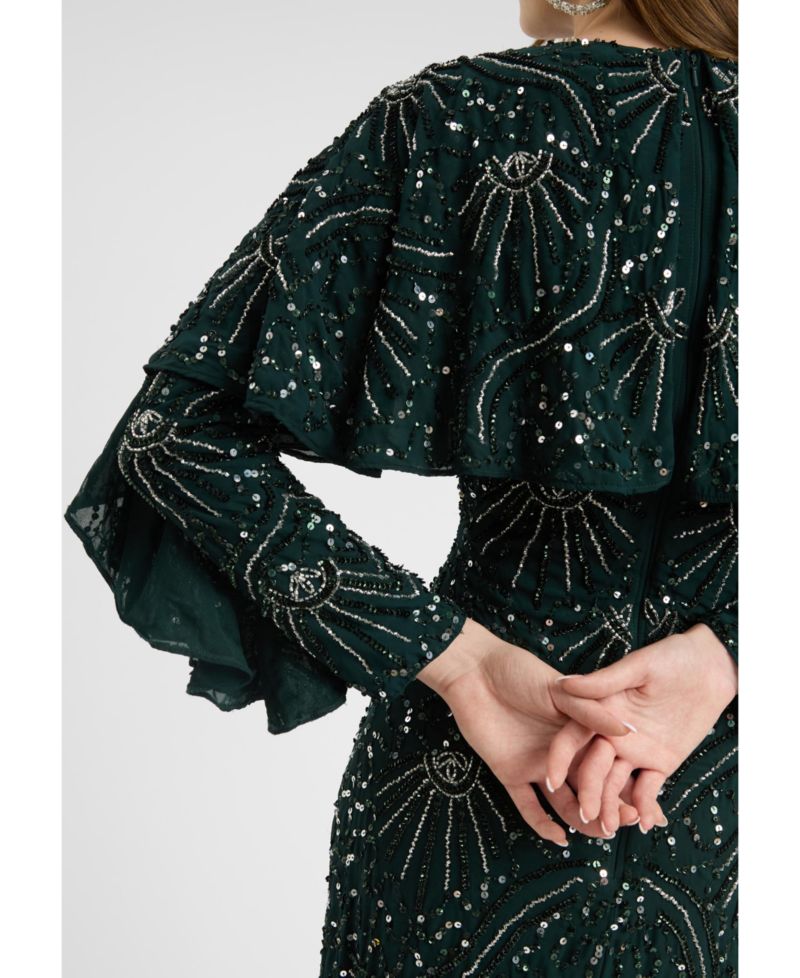 Women's Modest Embellished Sequin Beaded Dress