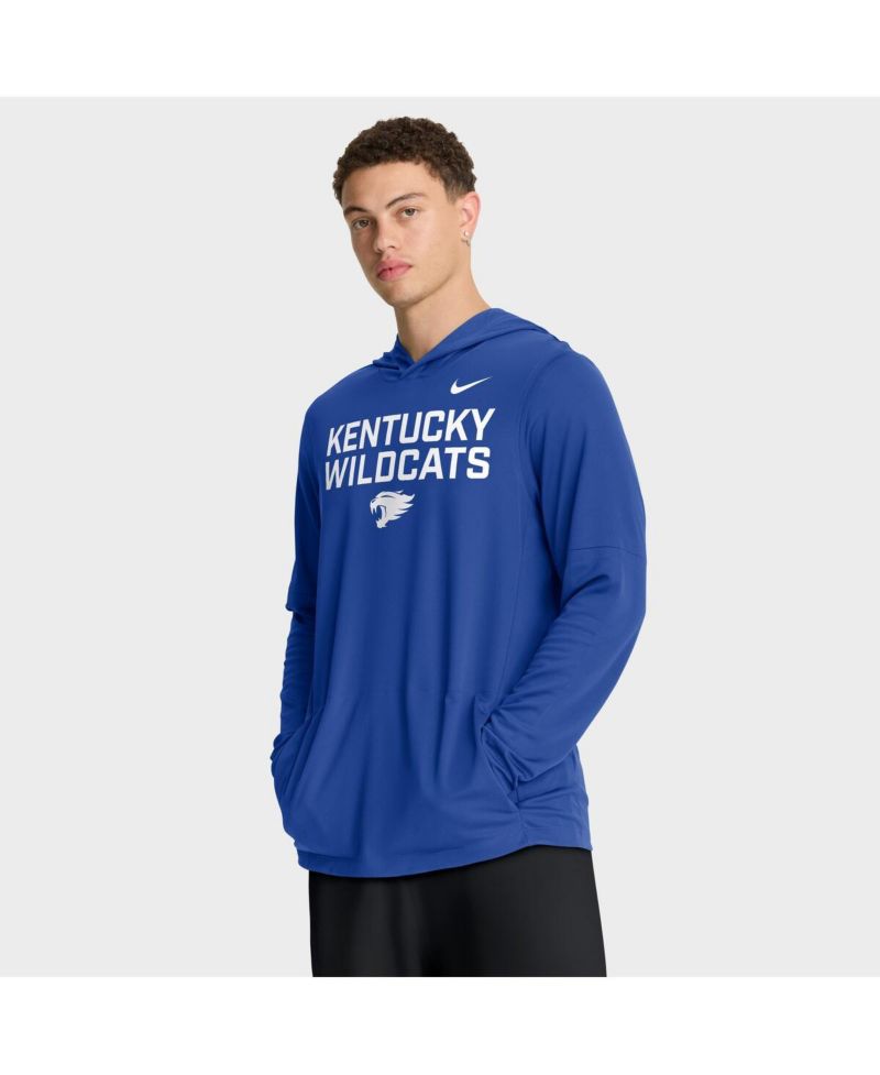 Men's Royal Kentucky Wildcats 2025 Sideline Performance Long Sleeve Hoodie T-Shirt