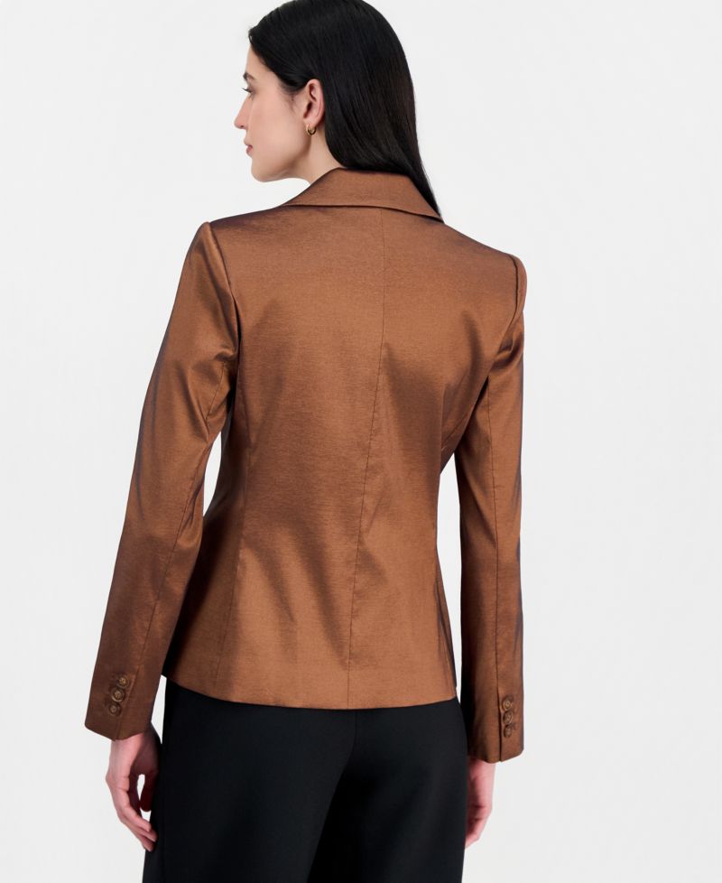 Women's Metallic Crepe Double-Breasted Blazer