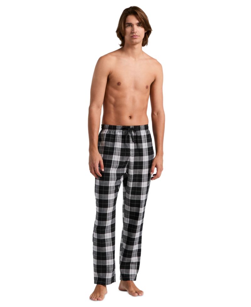 Men's Flannel Plaid Drawstring-Waist Sleep Pants