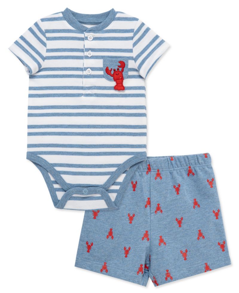 Baby Boys' Striped Short-Sleeve Bodysuit and Shorts, 2-Piece Set