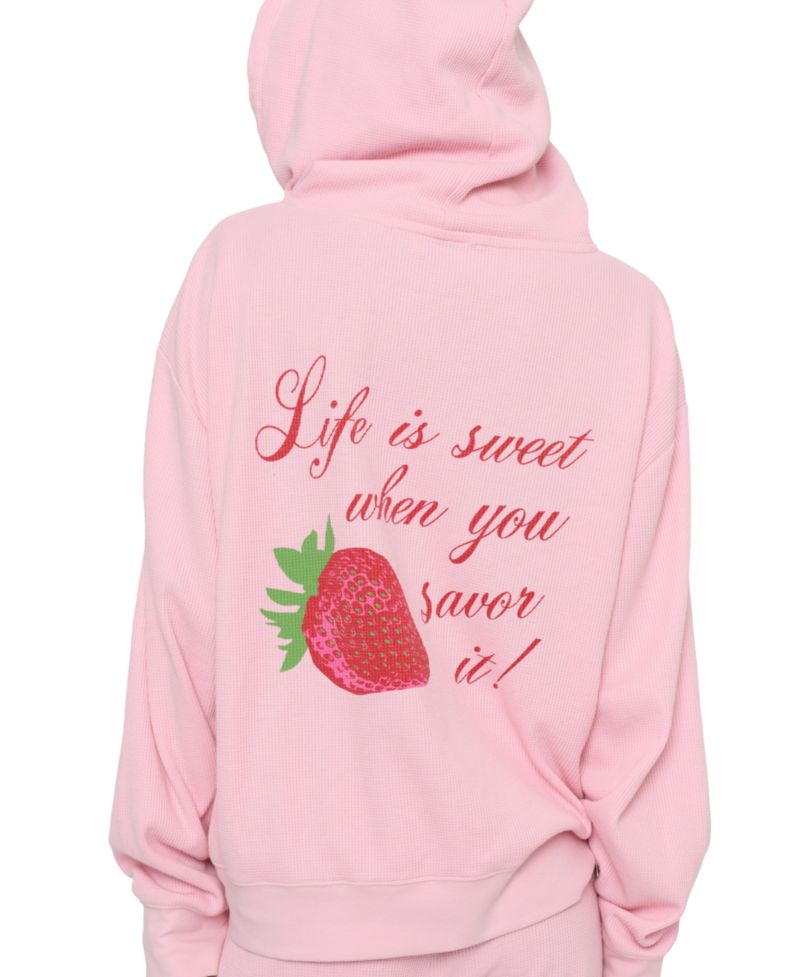 Juniors' Life Is Sweet Graphic Kangaroo-Pocket Full-Zip Hoodie