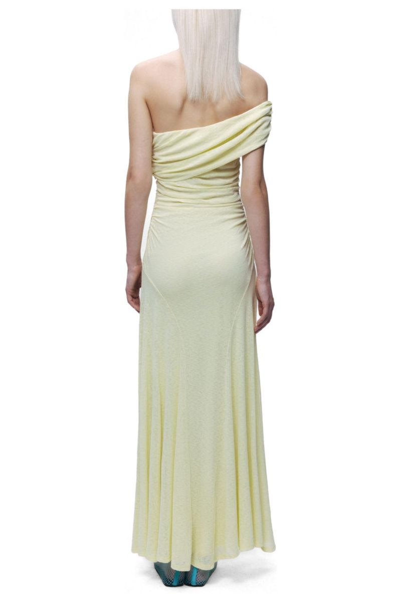 Women's Asymmetric Off Shoulder Ruched Maxi Dress
