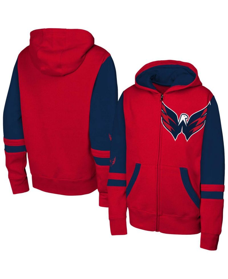 Big Boys and Girls Red Washington Capitals Face Off Full-Zip Hoodie