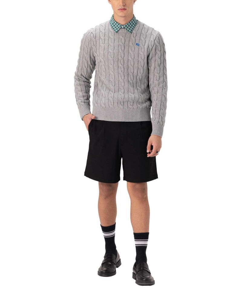 Men's Crew Neck Cable Knit Sweater