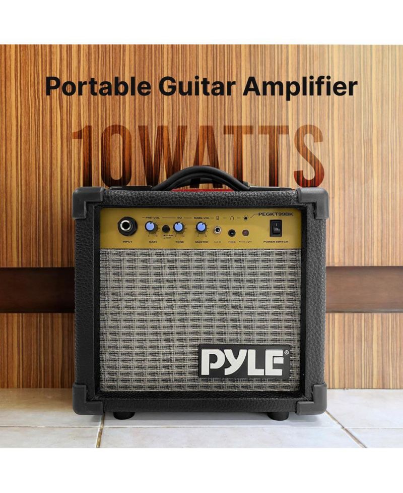 10W Portable Mini Electric Guitar Amp, Practice Amplifier with 5" Speaker, Gain & Distortion Controls, Headphone Output, Carry Handle