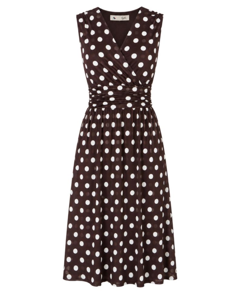 Women's Polka Dot Mesh Wrap Skater Dress