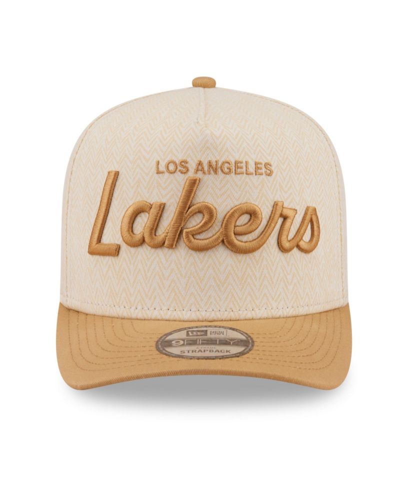 Men's Cream Los Angeles Lakers Herringbone 9FIFTY A-Frame Snapback Hat