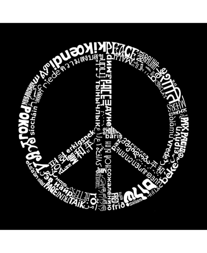 Mens Word Art T-Shirt - Peace Sign in 77 Languages