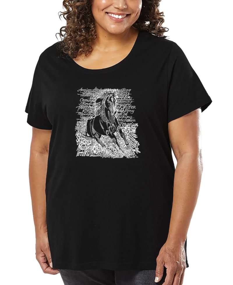Plus Size Popular Horse Breeds Word Art T-Shirt