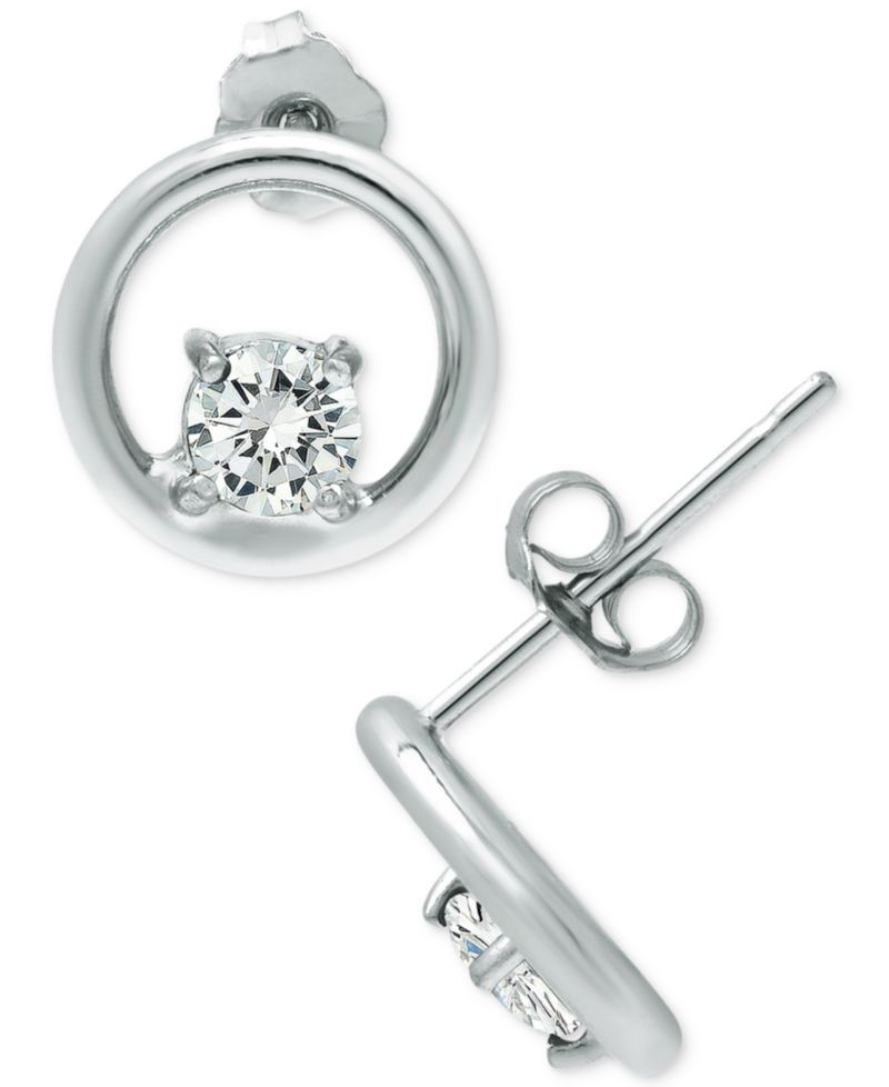 Cubic Zirconia Circle Stud Earrings