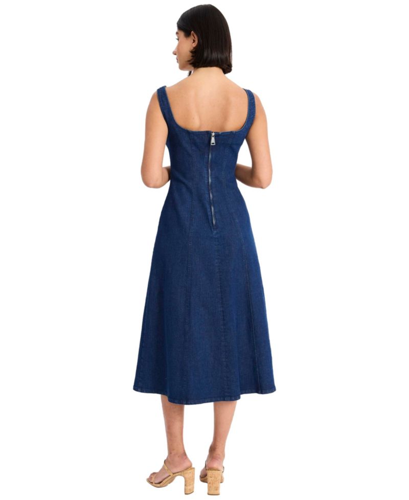 Women's Sleeveless Square Neck Midi Dress
