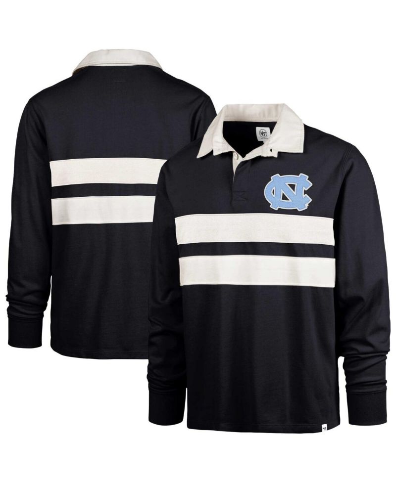Men's Navy North Carolina Tar Heels Clubhouse Knox Thames Long Sleeve Rugby Polo Shirt