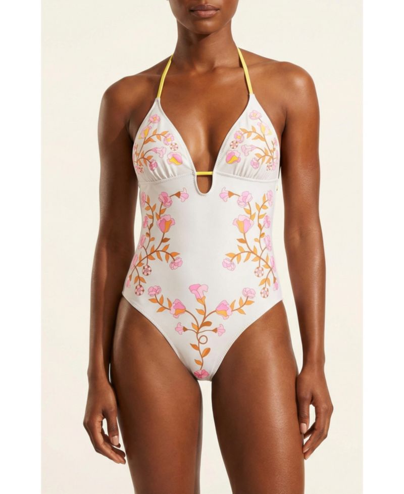 Women's Yellow Bloom Reversible One Piece Swimsuit