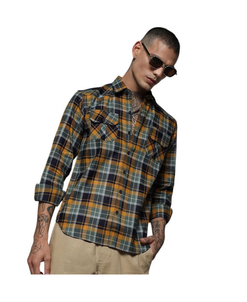 Men's Checks Cyan Shirt