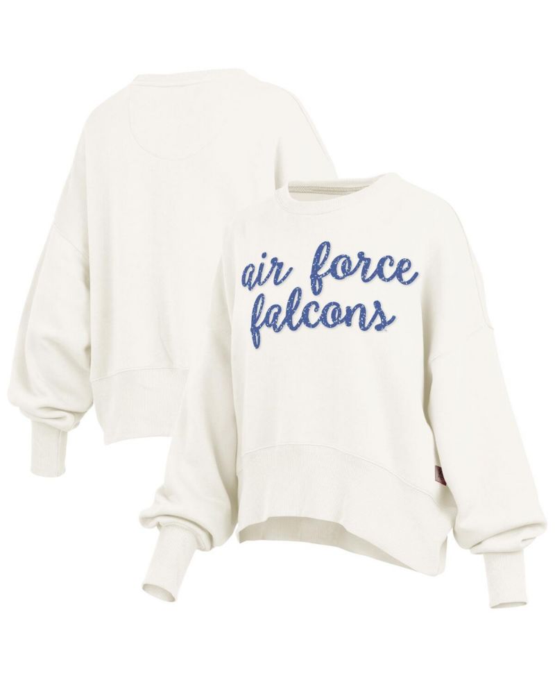 Women's Cream Air Force Falcons Oversized Chelsea Waist Length Pullover Sweatshirt