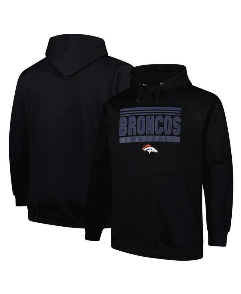 Men's Black Denver Broncos Big & Tall Pop Pullover Hoodie