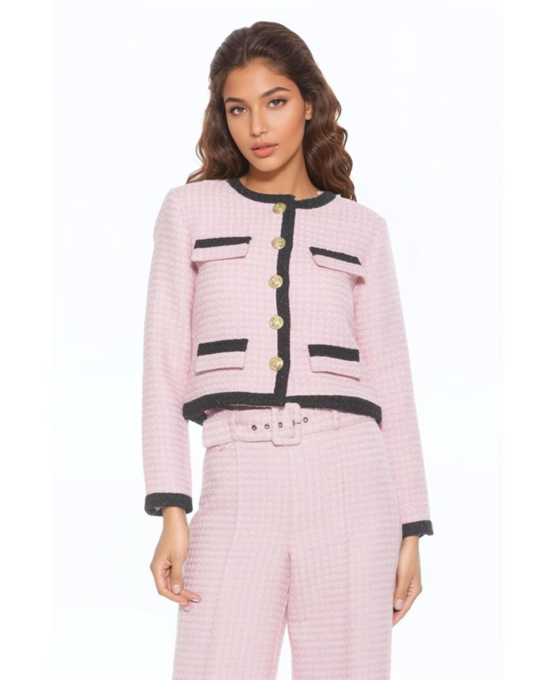 Women's Rose Tweed Crewneck Sweater Jacket