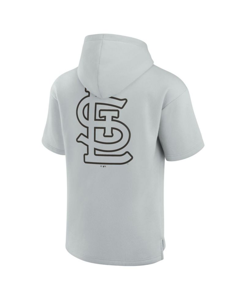 Men's and Women's Gray St. Louis Cardinals Super Soft Fleece Short Sleeve Hoodie