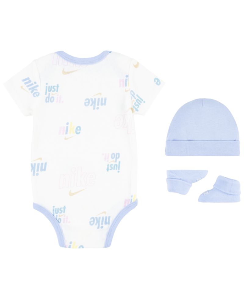 Baby Boys or Girls All-Over Print Bodysuit, Hat and Booties Gift Box Set, 3-Piece