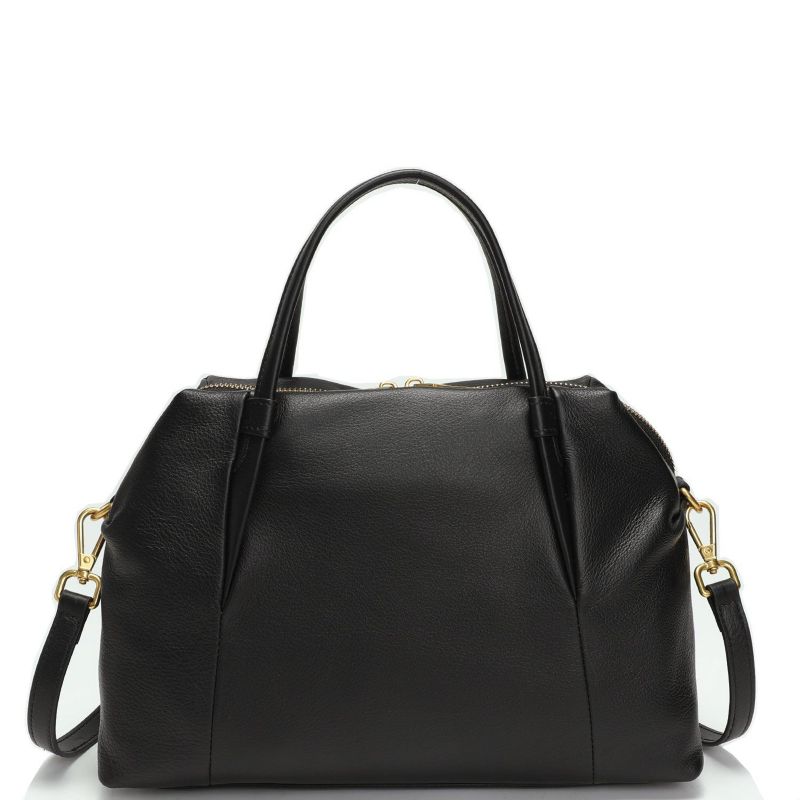Ava Pebbled Leather Satchel Bag for Women Top Handle Crossbody Purse Structured Medium Everyday Tote with Shoulder Strap