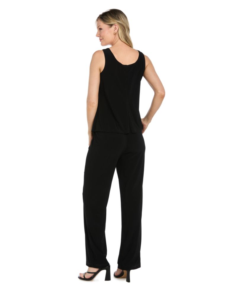 Petite Floral-Print Velvet Jacquard Burnout Jacket, Tank, and Pants, 3-Piece Set