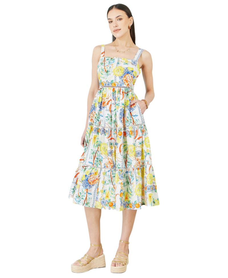 Women's Print Cotton Midi Sun Dress