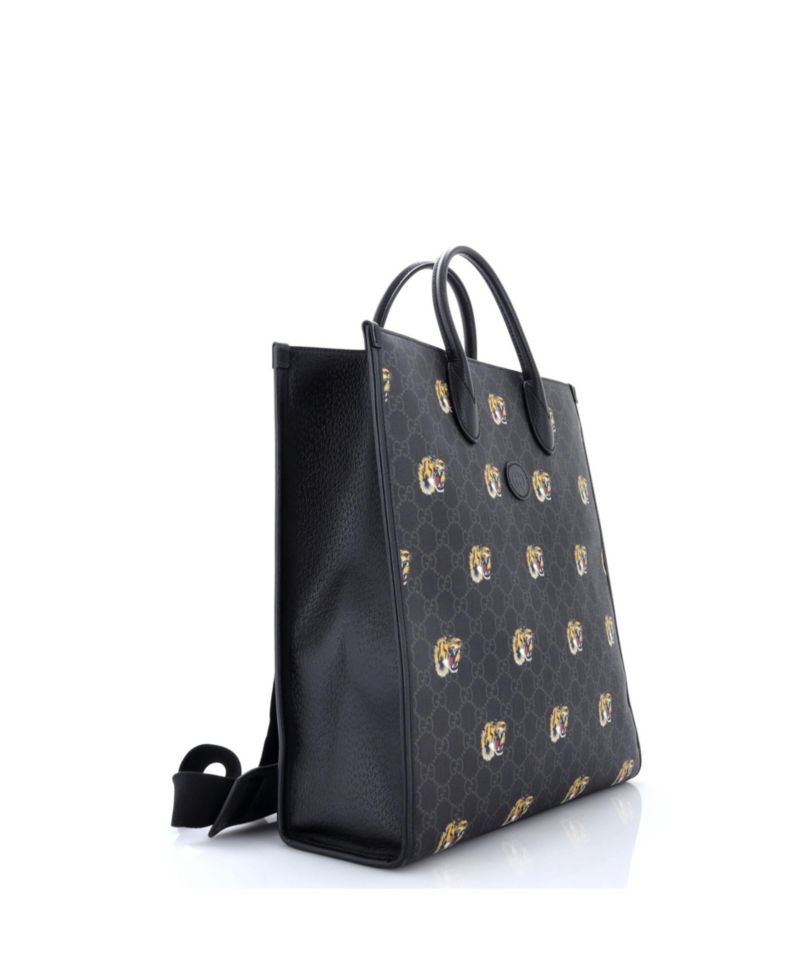 Tall Interlocking G Patch Web Strap Convertible Tote Printed GG Coated Canvas