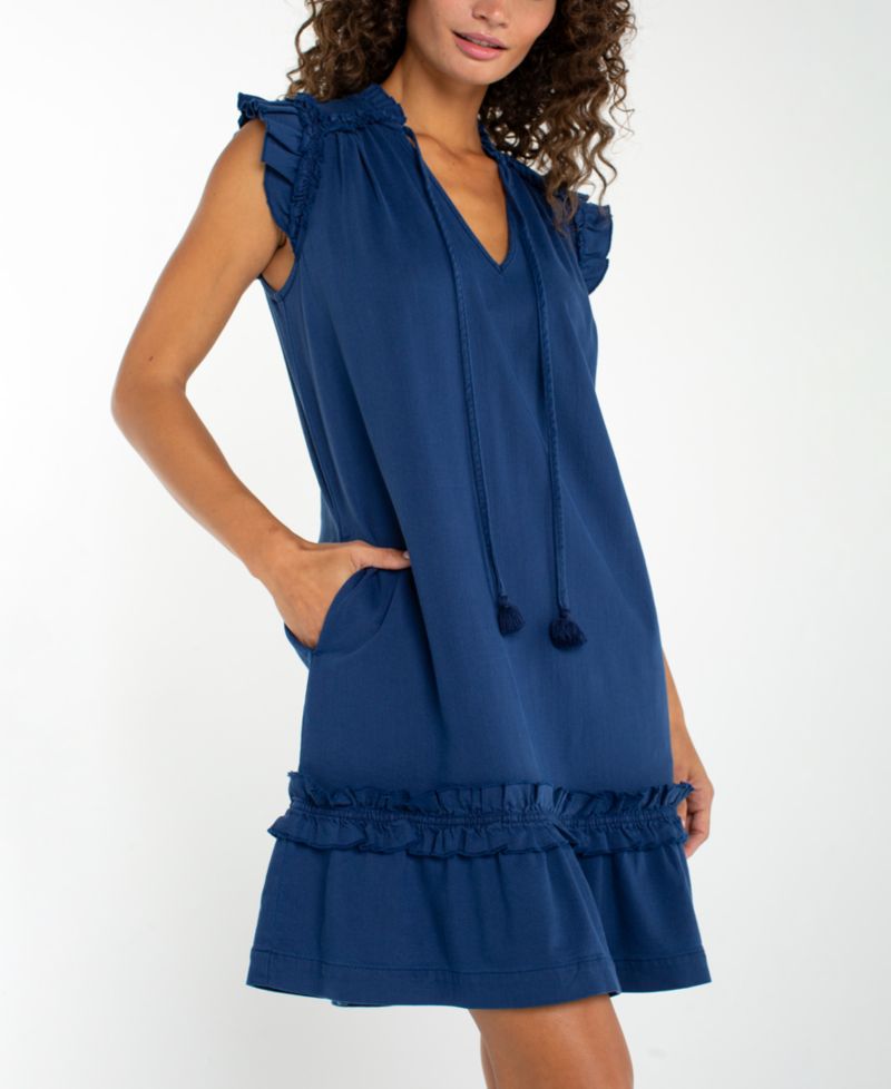 Petite V-Neck Ruffled Dress
