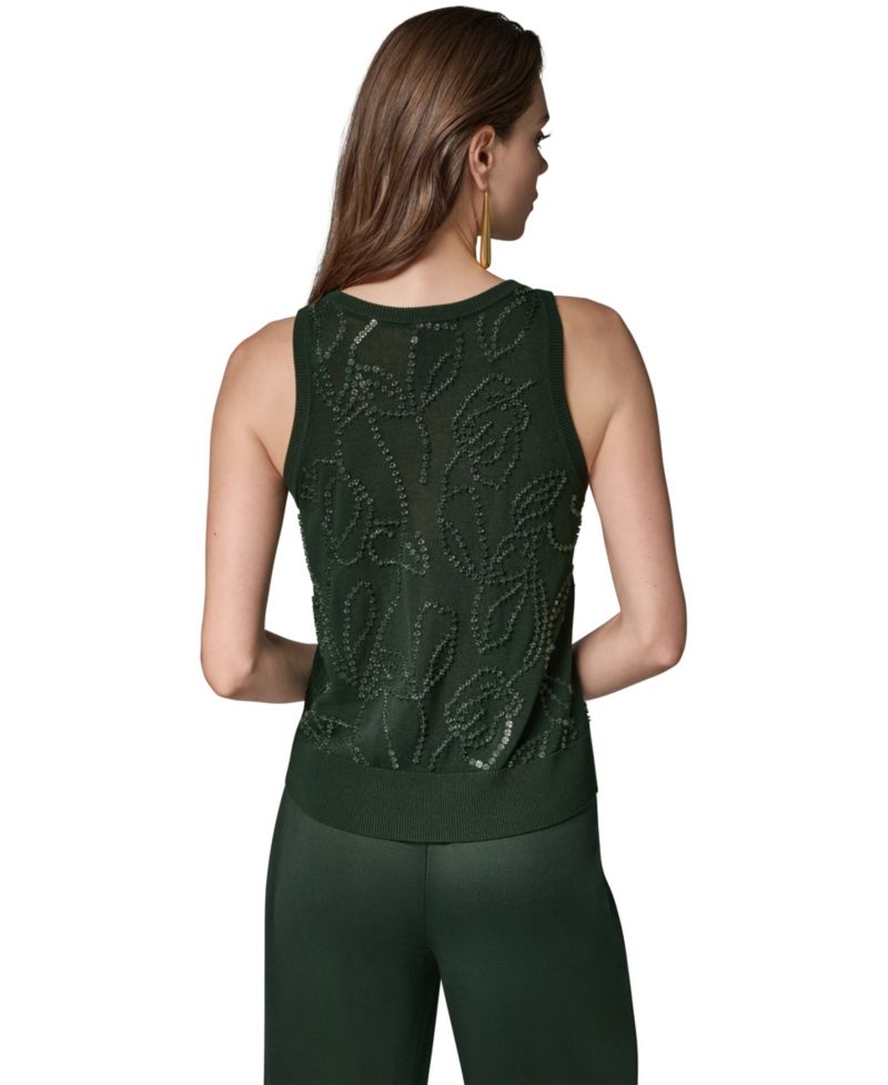 Women's Beaded Crewneck Sleeveless Tank