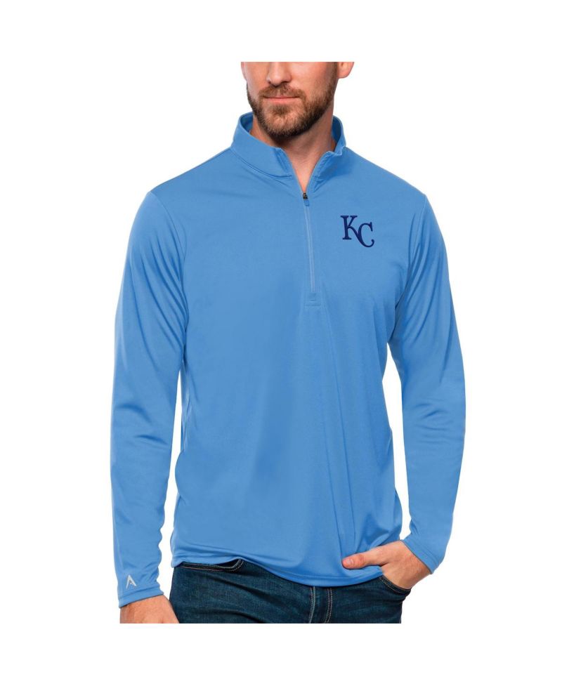 Men's Powder Blue Kansas City Royals Tribute Quarter-Zip Pullover Top