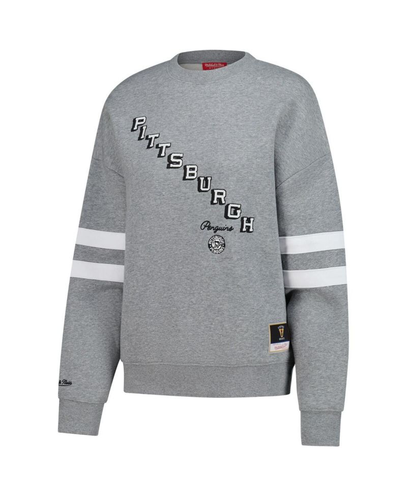 Women's Heather Gray Pittsburgh Penguins Logo Lightweight Pullover Sweatshirt