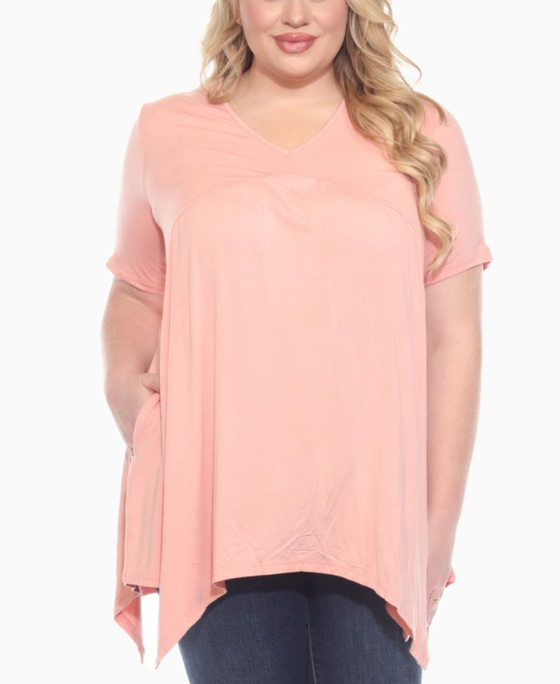 Plus Size Short Sleeve Shirred Front Knit Top