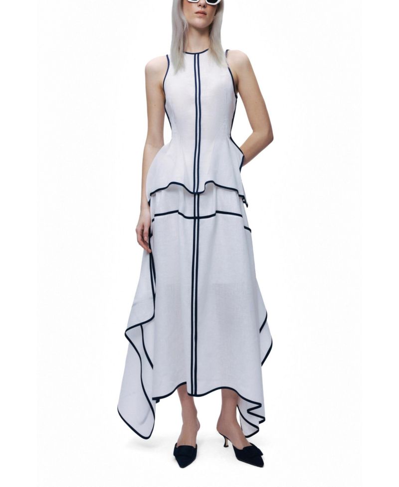 Women's Linen High-Waisted Asymmetric Hem Skirt