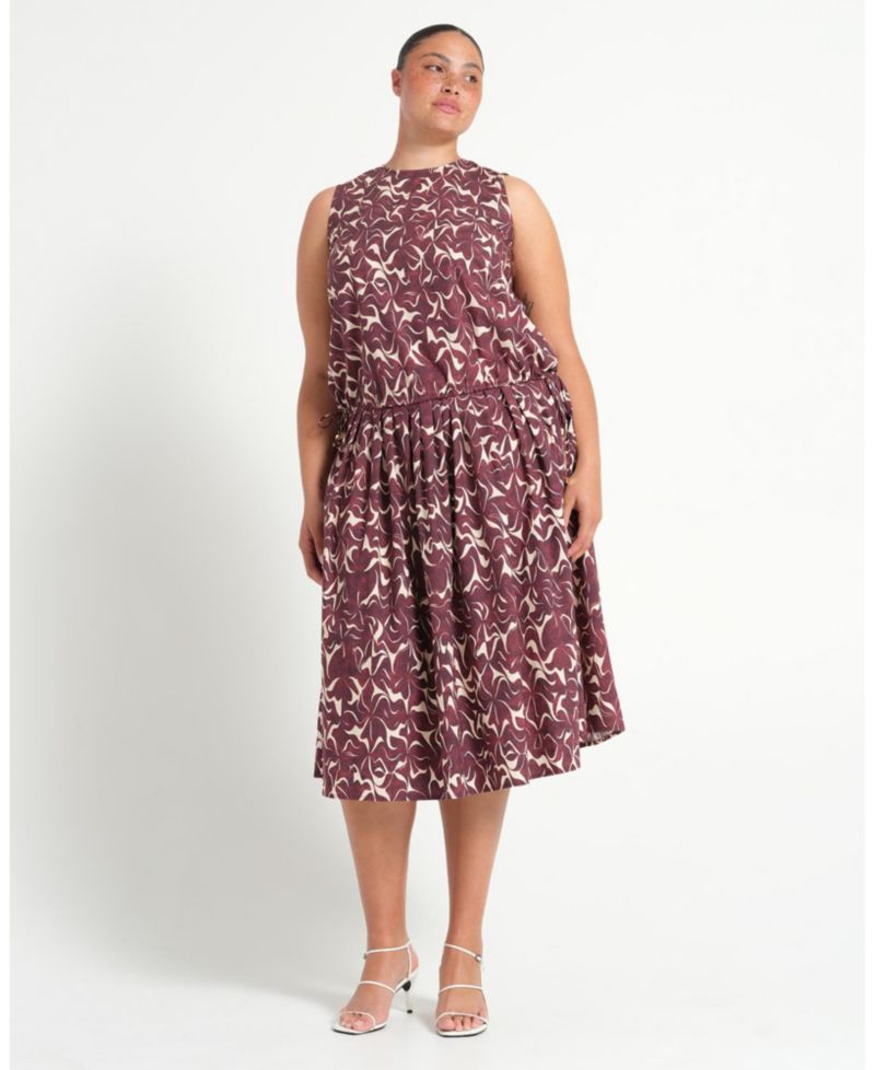 Plus Size Brinley A-line Pleated Print Midi Skirt