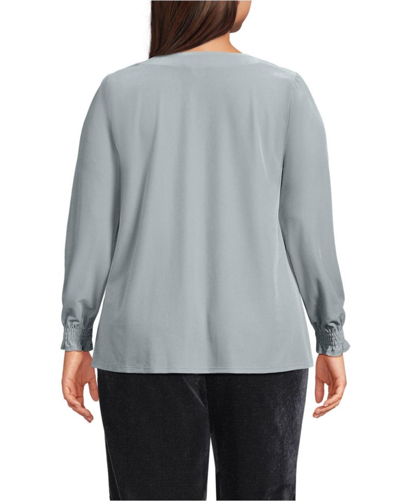 Plus Size Long Sleeve Velvet Blouse